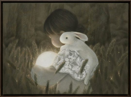 PARK JI HEA | precious moments with you | watercolor, embroidery, ink, oil crayons on linen | 72.7 x 100 cm | 2025