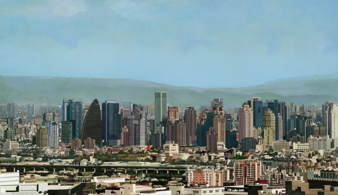 CHOU Cheng Wei | Overlooking Taichung’s 7th Redevelopment Zone | Oil Paint | 112 x 194 cm | 2024