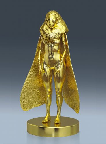 李小鏡 ｜ 人蛾 ｜ 3D Print, ABS樹脂, 貼金｜43.5x50x98 公分 ｜ 2021