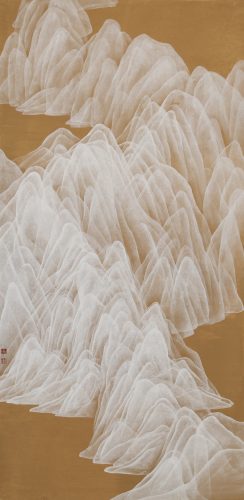 孟哲勖MENG,JHE-SYU_就算不會有盡頭Even Without an End_膠彩繪畫Eastern Gouache_140x70cm_2025