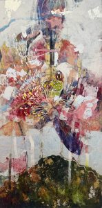 GALLERY SIACCA_妮爾米妮 班達拉_Blessings Flower_雲肌麻紙、膠、岩絵具、銀箔、金箔_180x90公分_2025