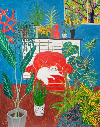 共感畫廊 Empathy Gallery_ 田室綾乃AYANO TAMURO_有白貓的藍色房間 A Blue Room with a White Cat_油彩畫布 Oil on Canvas_116.7 x 91 cm_2026 - LINLANG ZHU