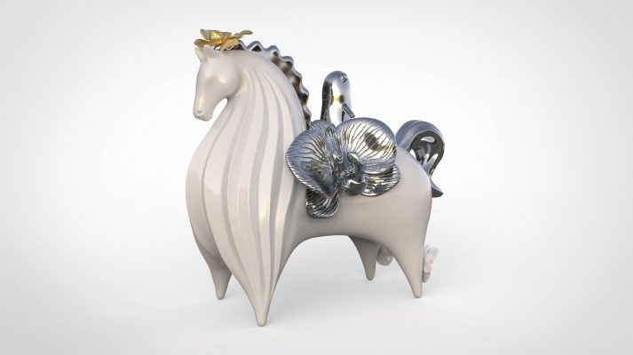 99° Art Center99°藝術中心_Ying-Hsi LIAO廖迎晰_Steed and Silken Robe五花馬 千金裘_sculpture雕塑_ 40 x 30 x 40 cm_2025