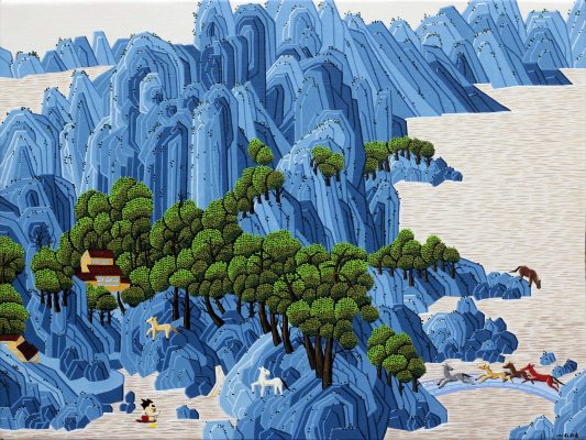 ASTAR GALLERY藝星藝術中心_Chong-Xiao ZHENG 鄭崇孝_The Horses Ready for the Mountain 準備登山的馬_Oil on Canvas_油彩,畫布_30x40cm_2025