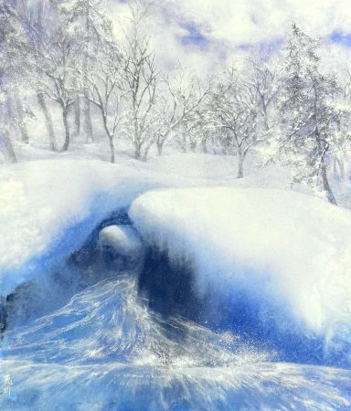 茗昕藝術_陳麗昕 Lihsin CHEND_瀧 TAKI_墨與膠彩_45X55CM